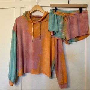 FORE sleepwear two piece shorts with hooded pullover